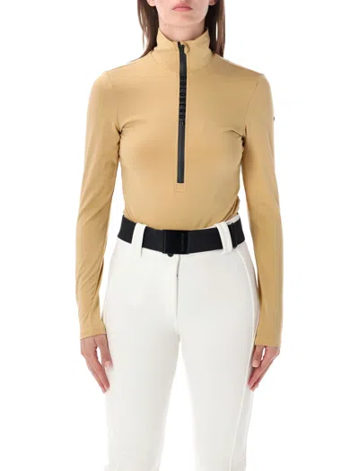 Goldbergh Long Sleeve Half-zip Mock Neck Top In Yellow