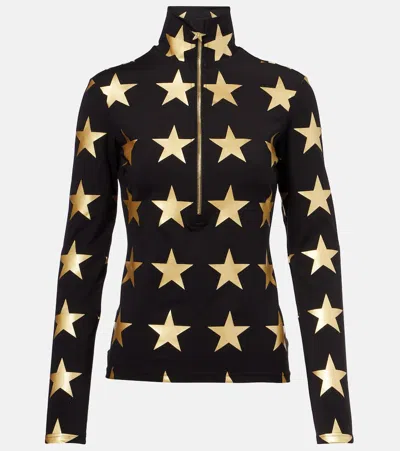 Goldbergh Lunaria Printed Half-zip Ski Top In Black