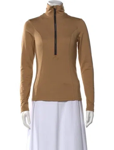 Pre-owned Goldbergh Mock Neck Long Sleeve Top In Brown/neutrals