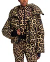 Goldbergh Pantera Leopard-print Hooded Padded Recycled Down Ski Jacket In Brown