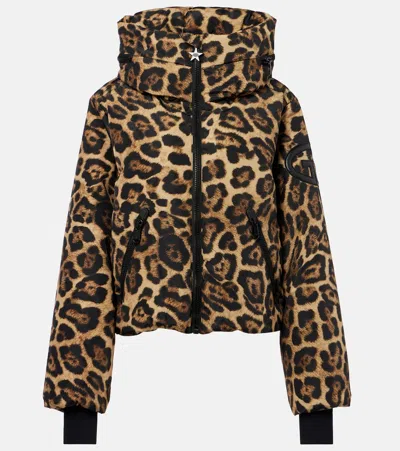 Goldbergh Pantera Leopard-print Down Ski Jacket In Brown