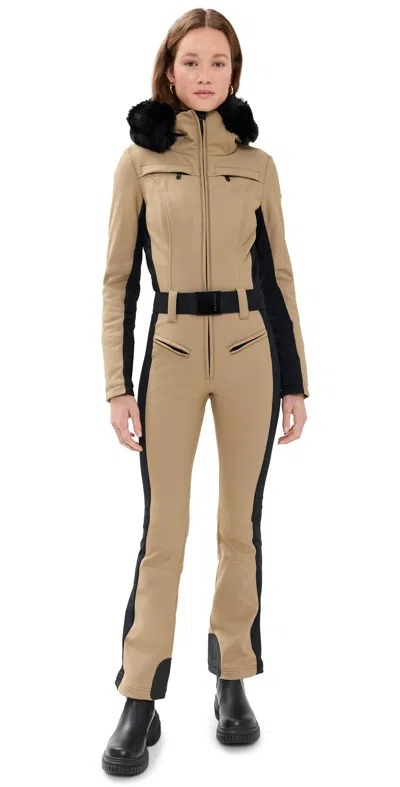 Goldbergh Parry Long Faux Fur Border Ski Suit Marmottes In Neutrals