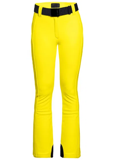 Goldbergh Pippa Belted Bonded Fleece Ski Trousers In Yellow