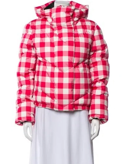 Pre-owned Goldbergh Plaid Print Down Jacket In Pink