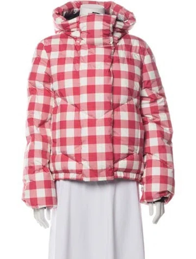 Pre-owned Goldbergh Plaid Print Down Jacket In Pink