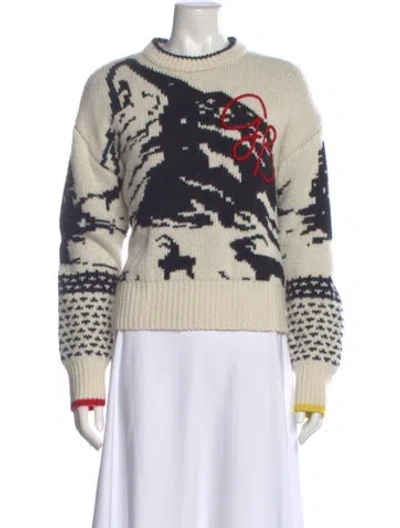 Pre-owned Goldbergh Printed Crew Neck Sweater In White