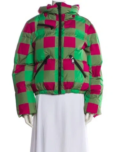 Pre-owned Goldbergh Printed Down Jacket In Green