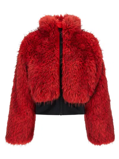 Goldbergh Fuwa Faux Fur Cropped High Collar Jacket In Animal Print