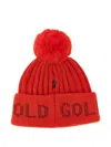 Goldbergh Ribbed Pompom Beanie Hat In Red