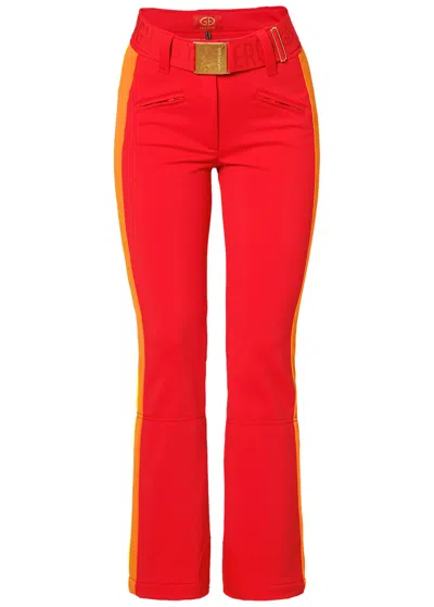 Goldbergh Roccia Stripe Softshell Slim-leg Ski Pants In Red