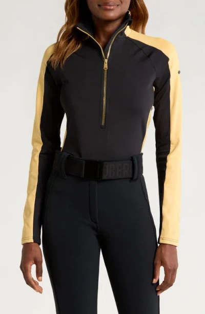 Goldbergh Royal Ski Pully Half Zip Top In Black/gold