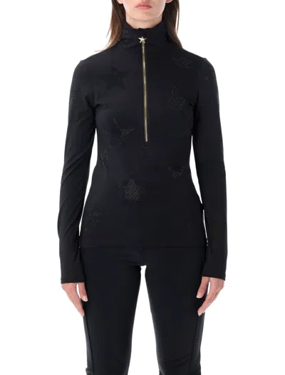 Goldbergh Star-print Half-zip Fitted Top In Black