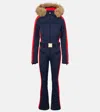 Goldbergh Suvi Faux Fur-trimmed Ski Jumpsuit In Blue