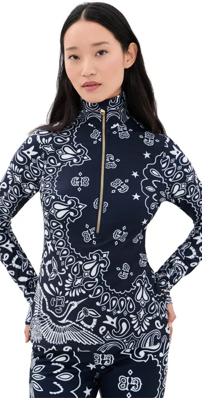 Goldbergh Toriko Paisley-print Stretch-jersey Ski Top In Blue
