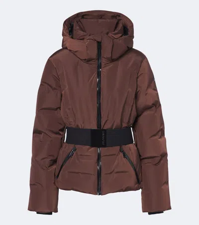 Goldbergh Umi Belted Hooded Ski Jacket In Brown