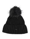 Goldbergh Una Beanie With Pompon In Chunky Knit In Black