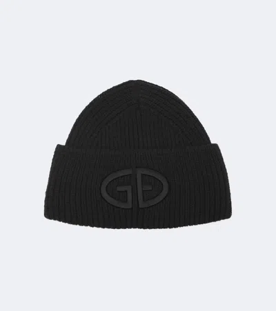 Goldbergh Valerie Embroidered Ribbed-knit Beanie In Black