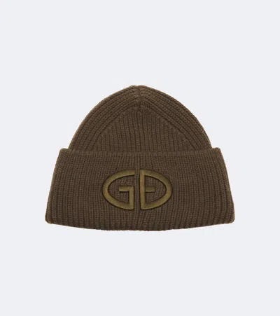 Goldbergh Valerie Embroidered Ribbed-knit Beanie In Green