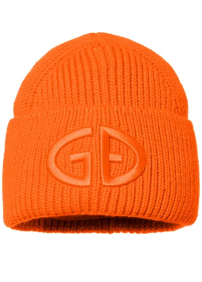 Goldbergh Valerie Logo-embroidered Rib Knit Beanie In Orange