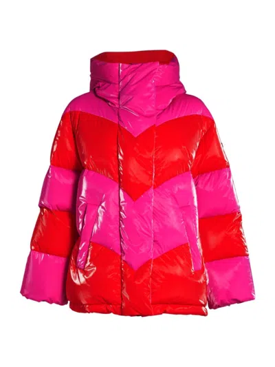 Goldbergh Candycane Waterproof Hooded Ski Jacket In Rainbow Passion Pink
