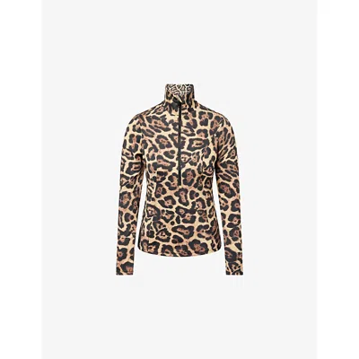 GOLDBERGH WOMENS 7250 JAGUAR LEONA JAGUAR-PRINT STRETCH-JERSEY SKI TOP