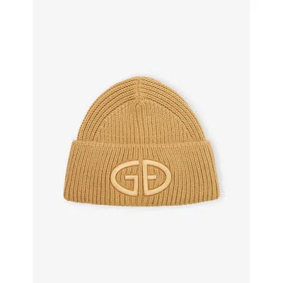 GOLDBERGH WOMENS 7484 CARAMELLO VALERIE LOGO-EMBROIDERED KNITTED BEAN