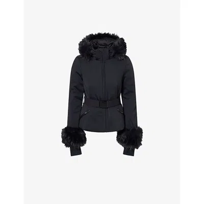 GOLDBERGH WOMENS 9000 BLACK GISELLE HOODED STRETCH-WOVEN DOWN SKI JACKET