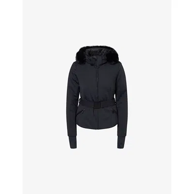 Goldbergh Womens Hida Hooded Stretch-woven Down Ski Jacket 9000 Black In Blue