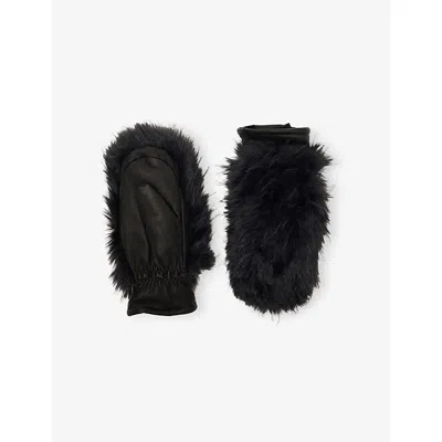 Goldbergh Womens 9000 Black Hill Faux-fur Leather Mittens