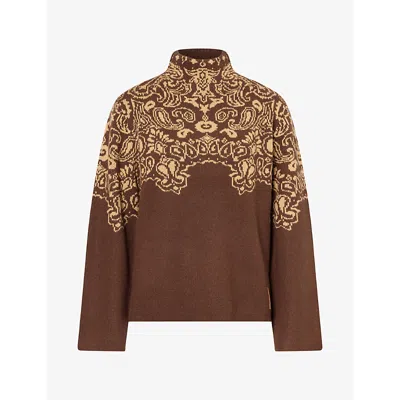 Goldbergh Womens Anshin Jacquard Wool-blend Jumper Deep Mocha In Brown