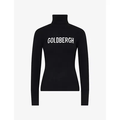 Goldbergh Womens Fira Woven Knit Turtleneck Jumper Black