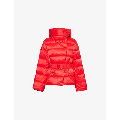 Goldbergh Womens Bea Hooded Belted Regular-fit Recycled-polyamide Down Jacket 4460 Flame