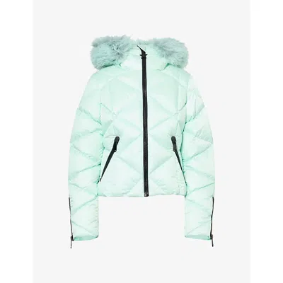 Goldbergh Womens Harumi Faux-fur Hooded Quilted Down Ski Jacket Matcha Mint In Green