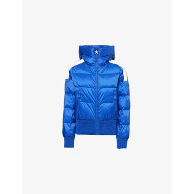 Goldbergh Womens 5634 Dazzling Blue La Face Shirred-trims Shell-down Ski Jacket