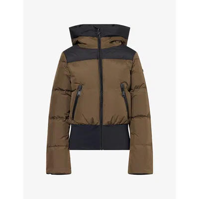 Goldbergh Womens Village Hooded Down Ski Jacket Army In Brown