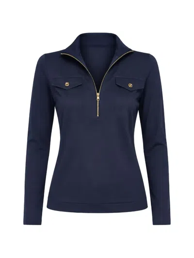 Goldbergh Yunnai Quarter-zip Sweater In Blue