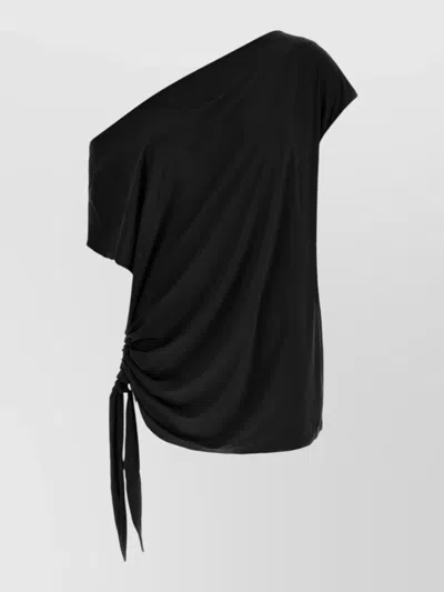 Goldbergh Zaira Dress Asymmetric Neckline Draped Design In Black