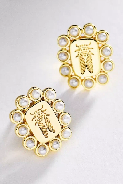 Goldbug Collection Pearl Crest Earrings In Gold
