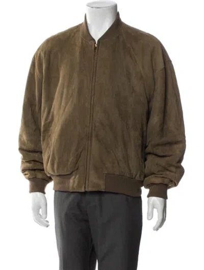 Pre-owned Golden Bear Leather Bomber Jacket In Neutrals