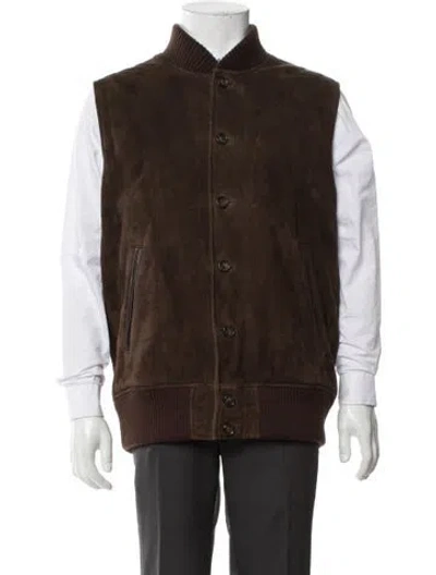 Pre-owned Golden Bear Leather Vest In Brown