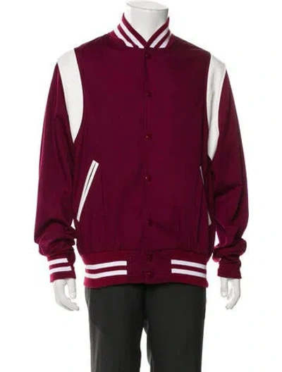 Pre-owned Golden Bear Striped Bomber Jacket In Burgundy