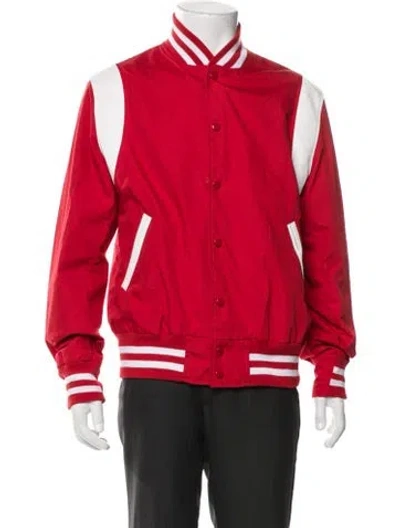 Pre-owned Golden Bear Striped Varsity Jacket In Red