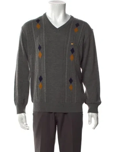 Pre-owned Golden Bear Striped V-neck Cardigan In Gray