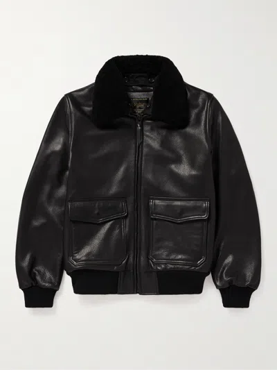 Golden Bear The Carter Shearling Bomber Jacket In Black