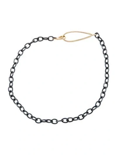 Pre-owned Golden Bear Two-tone Choker Chain Necklace, 15" In Multi