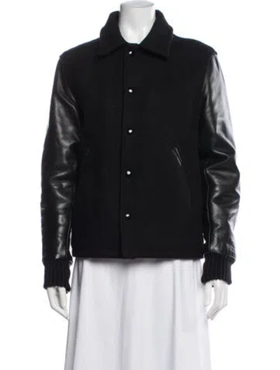 Pre-owned Golden Bear Wool Bomber Jacket In Black