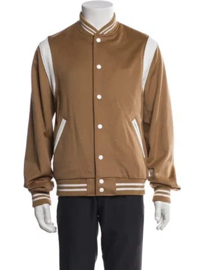 Pre-owned Golden Bear Wool Striped Bomber Jacket W/ Tags In Brown