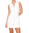 Golden Button-up Sleeveless Mini Dress In Ivory In White