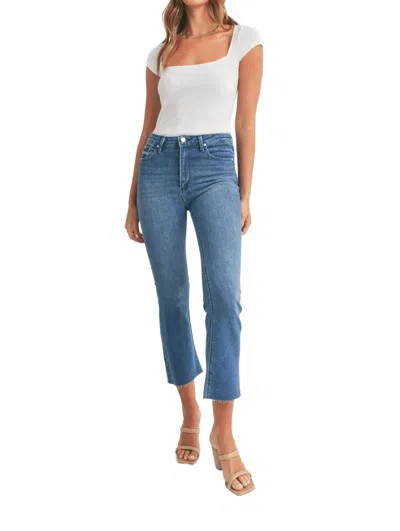 Golden Capri High Rise Tonal Crop Flare Jeans In Medium Denim In Blue
