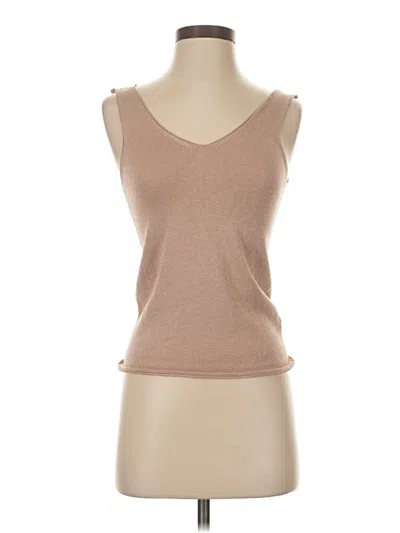 Pre-owned Golden Days Paris Sleeveless Top Tan Scoop Neck Tops In Brown